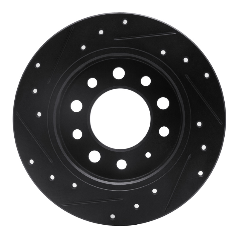 Hyundai Tiburon Brake Rotor (1) - Rear Right - R1 Concepts - Drilled & Slotted - Black - `03-`08